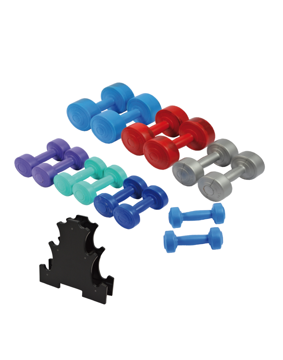 Kit for a pair of dumbbells 1 kg, 2 kgs, 3 kgs +support for dumbbells