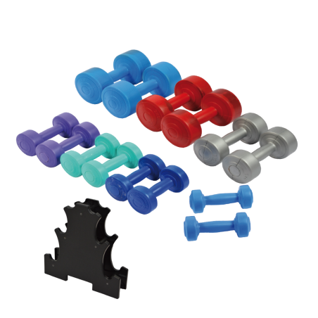 Kit for a pair of dumbbells 1 kg, 2 kgs, 3 kgs +support for dumbbells
