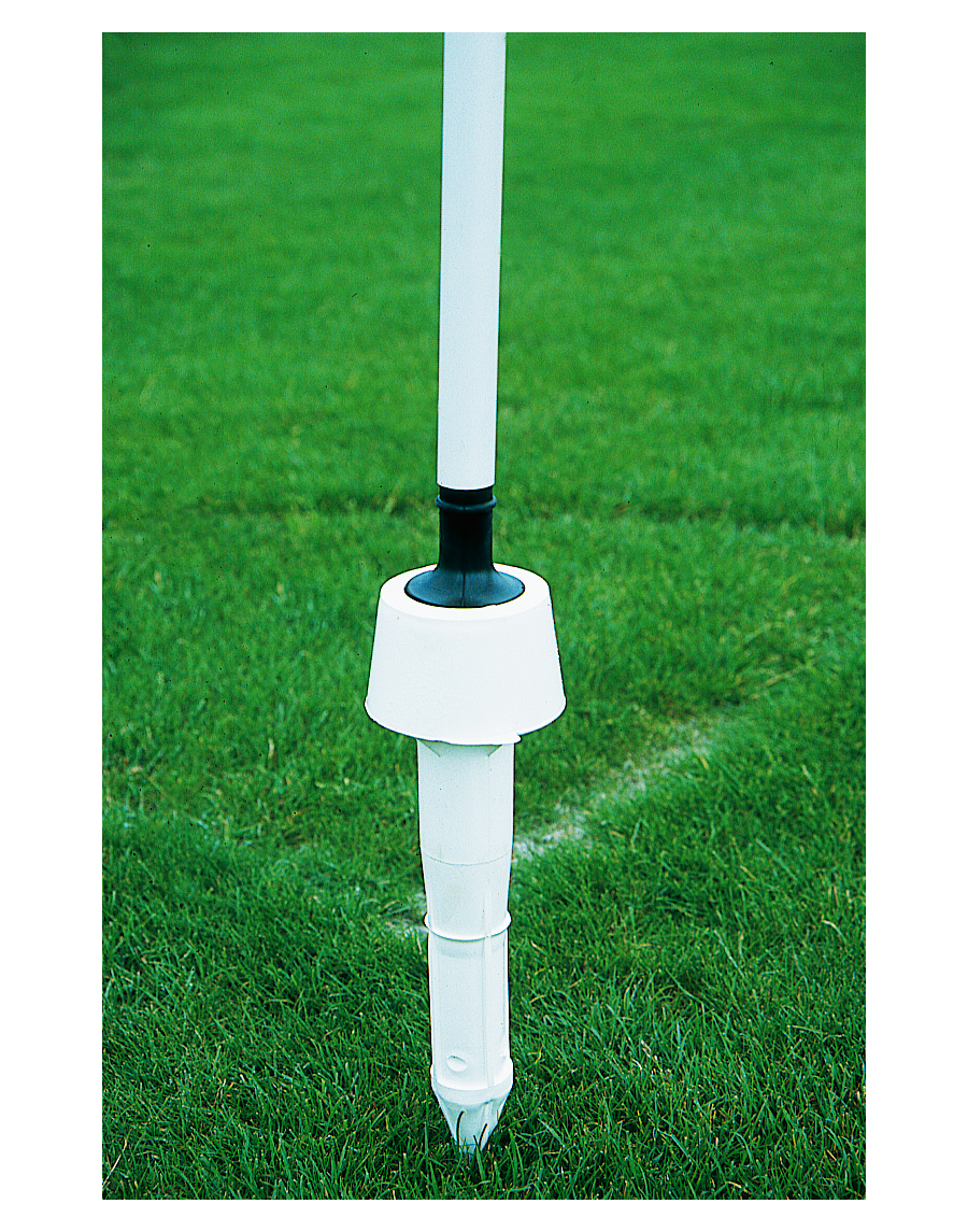 Single base for corner pole in PVC