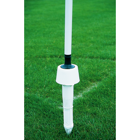 Single base for corner pole in PVC