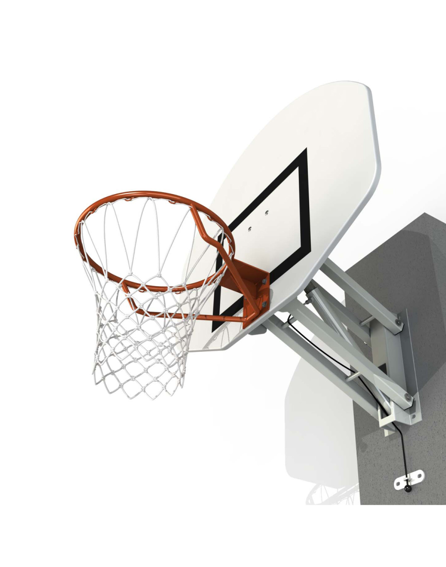 Wall-mounted basketball goal height-adjustable in half-moon (unit)