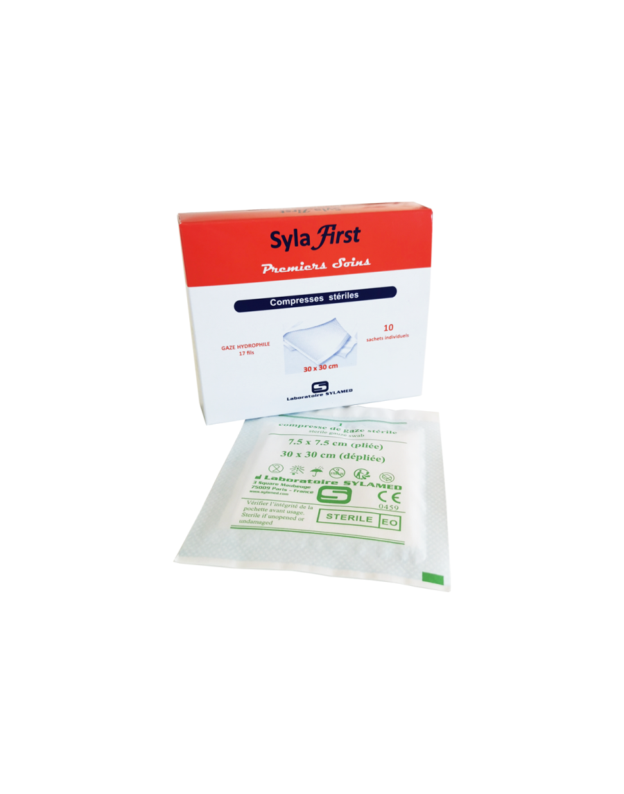 Set of 10 sterile compresses
