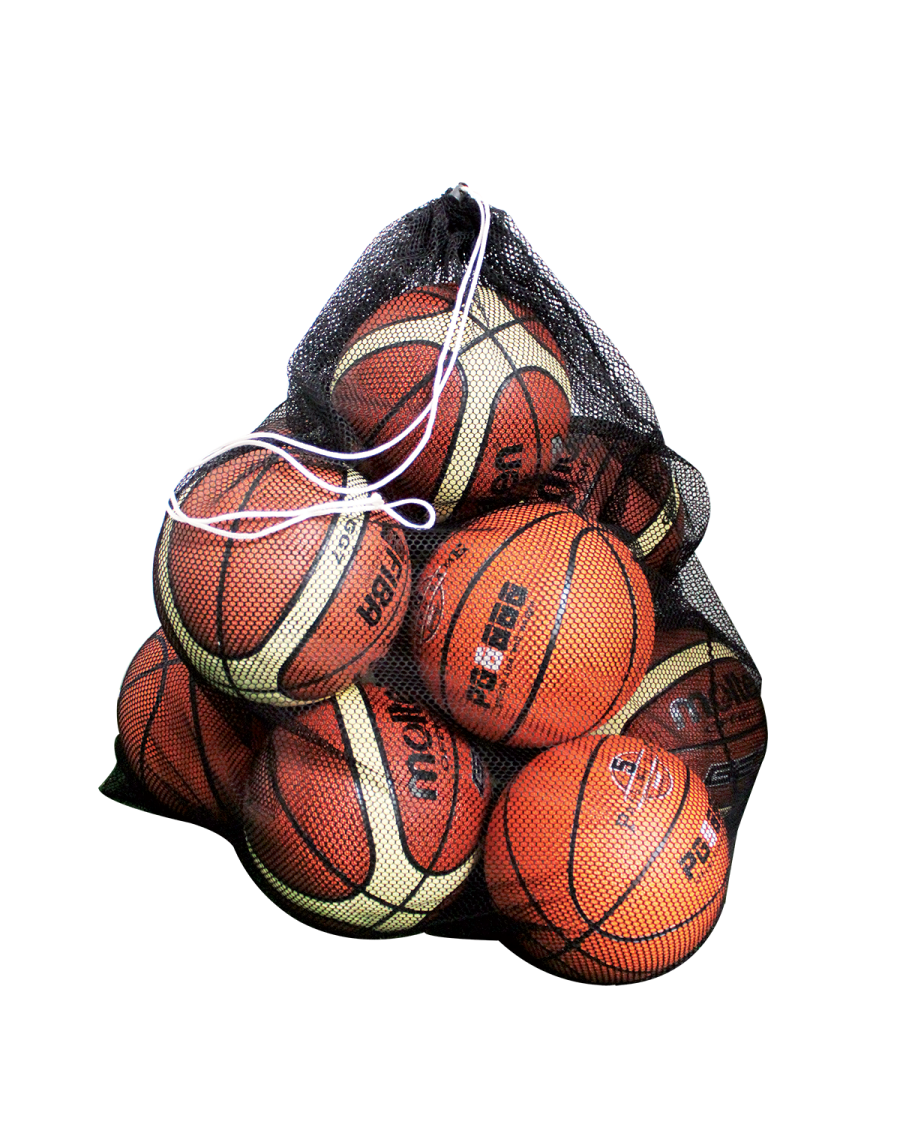 Ball carrying bag black in open weave fabric