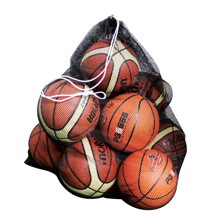 Ball carrying bag black in open weave fabric