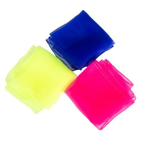 Set of 3 juggling scarves (blue, yellow, pink)