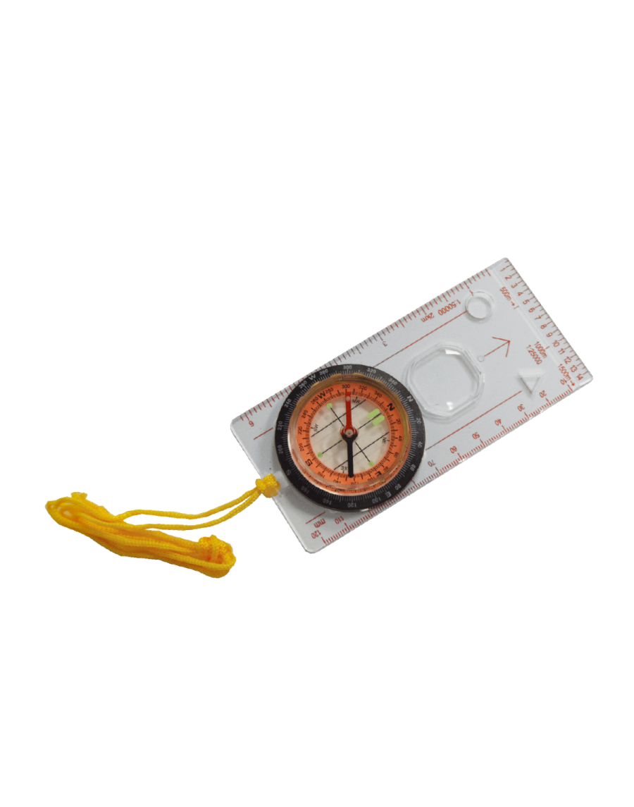 Compass with magnifying glass