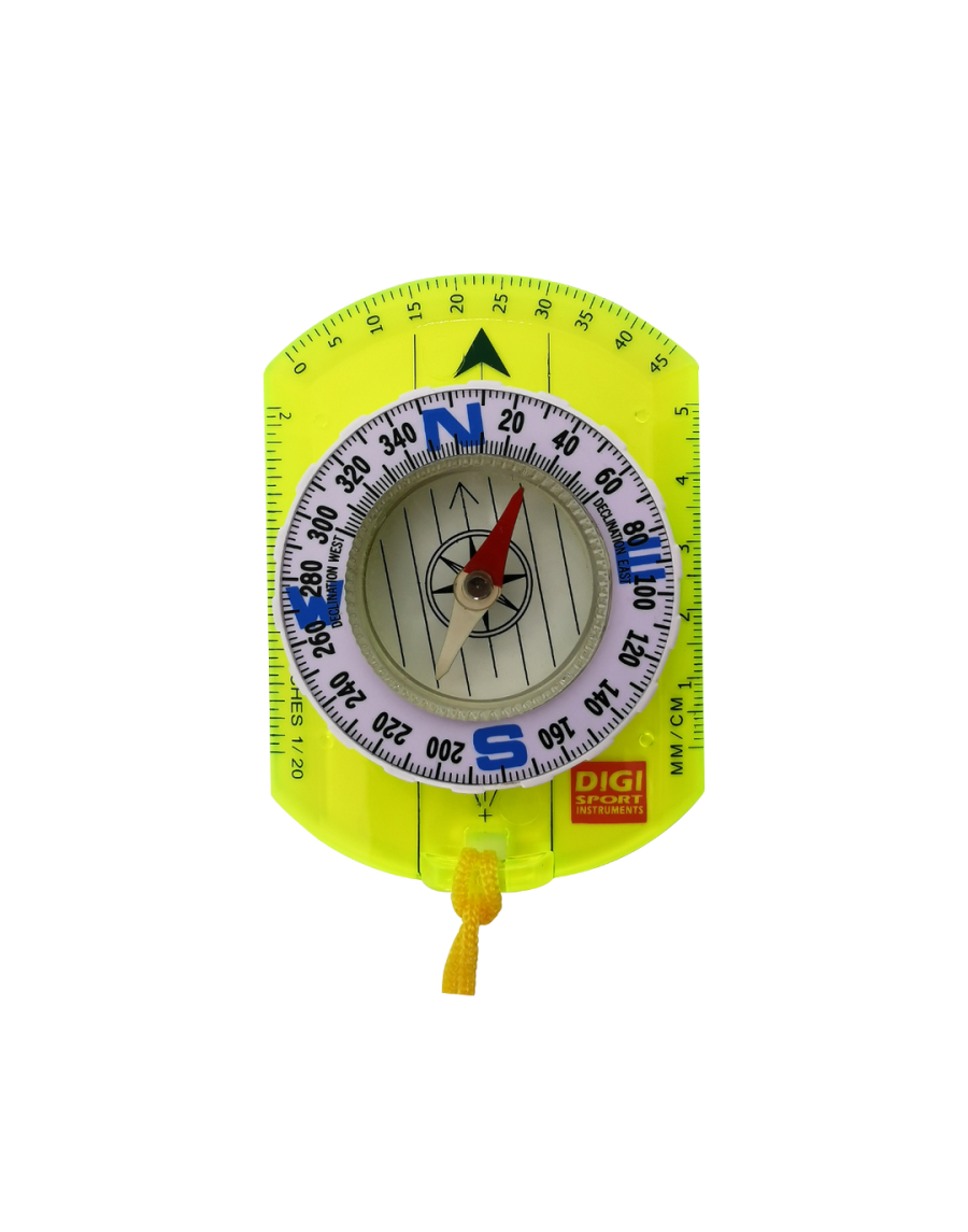 Translucent neon green baseplate initiation compass