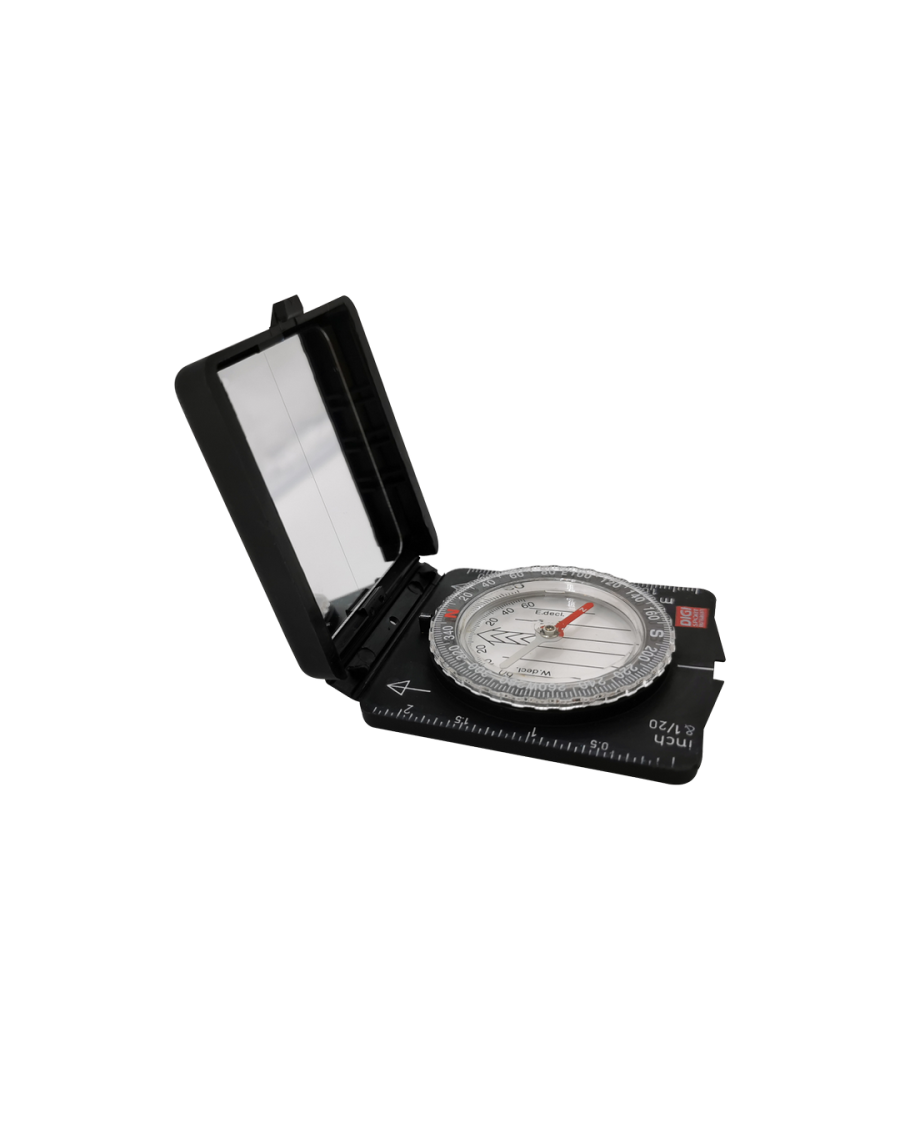 Compass with sighting mirror + sighting hole