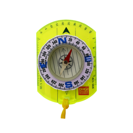 Translucent neon green baseplate initiation compass