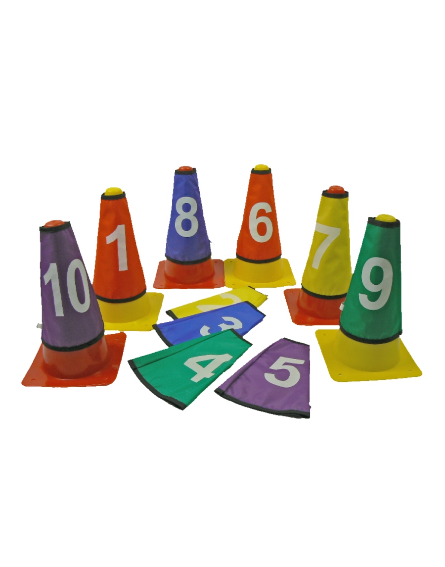 Set of 10 numbered sleeved cones