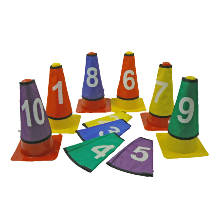 Set of 10 numbered sleeved cones