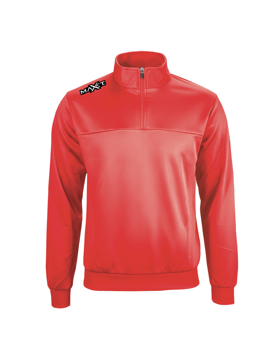 Training top con zip a mezza altezza in POLYSOFT 100% Polyester 220 g/m². Alta elasticità e comfort.
