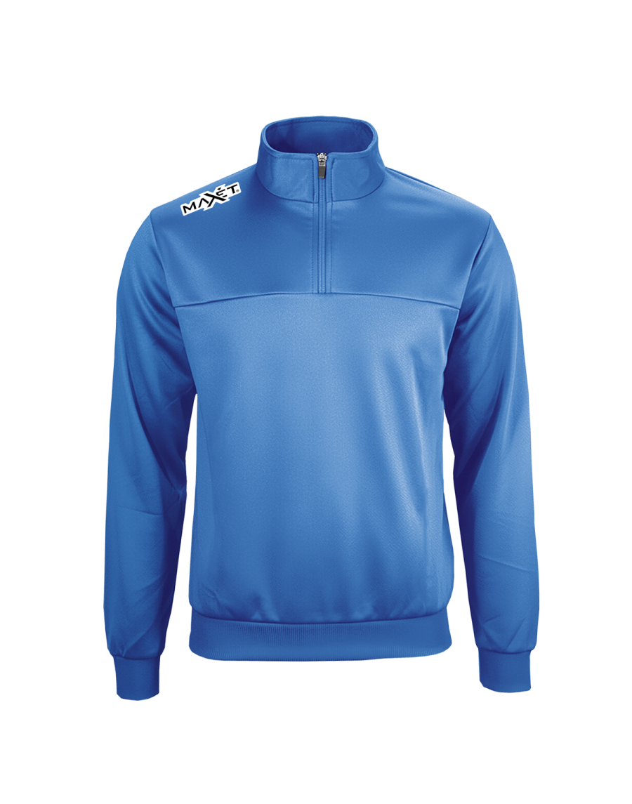 Training top con zip a mezza altezza in POLYSOFT 100% Polyester 220 g/m². Alta elasticità e comfort.